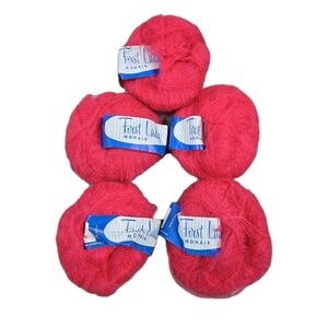 Lot Of 5 Vintage First Lady Mohair Wool Blend Yarn Hot Pink Rose 0598 USA Made